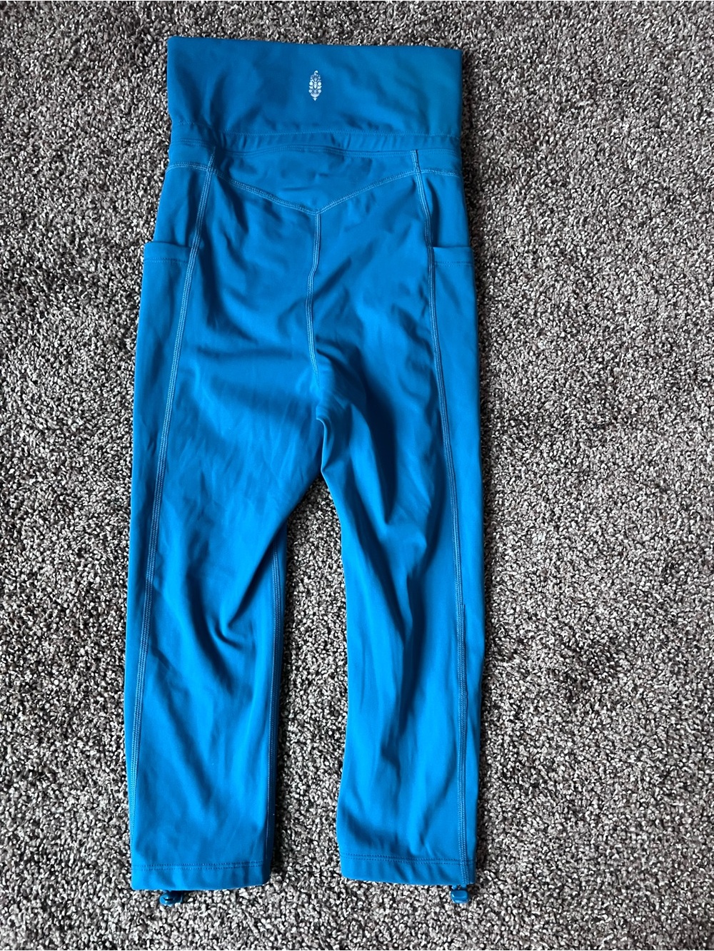 Free People Bright Blue High-Waist Capri Jeggings